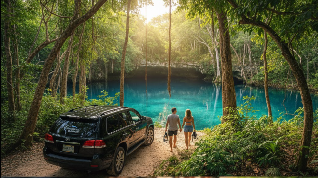 Transporte privado en cenote azul