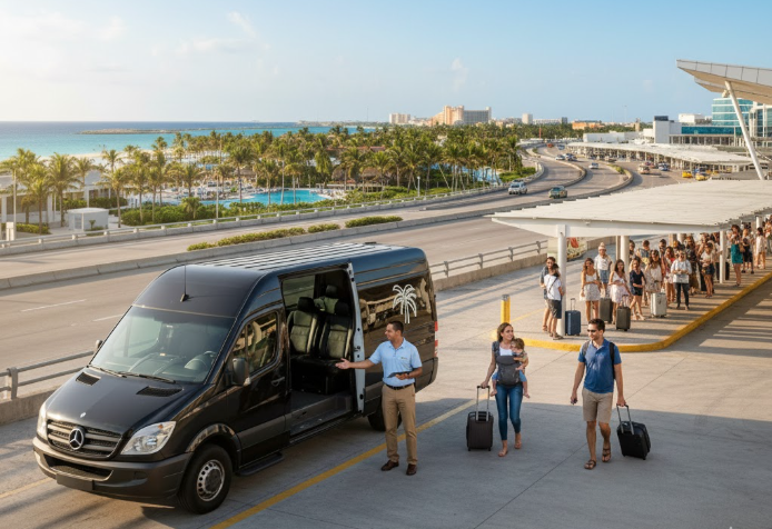 Private van airport arrival service.