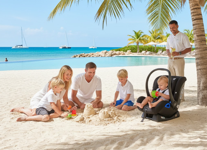 Happy family in private van