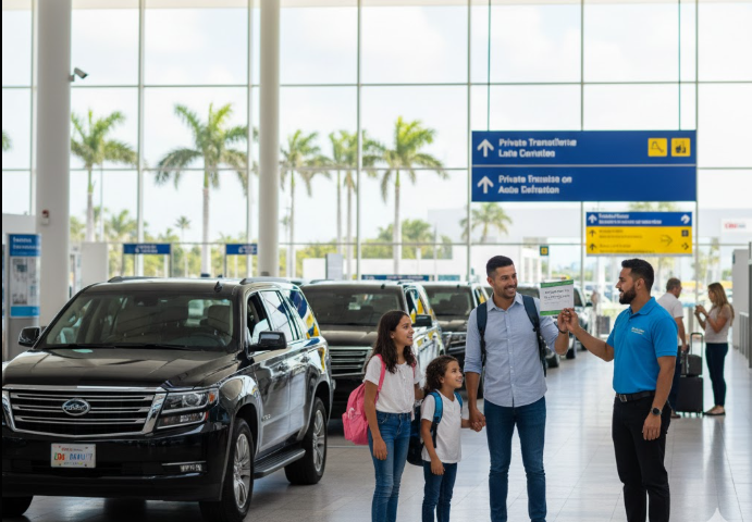 Cancun airport signs terminal view