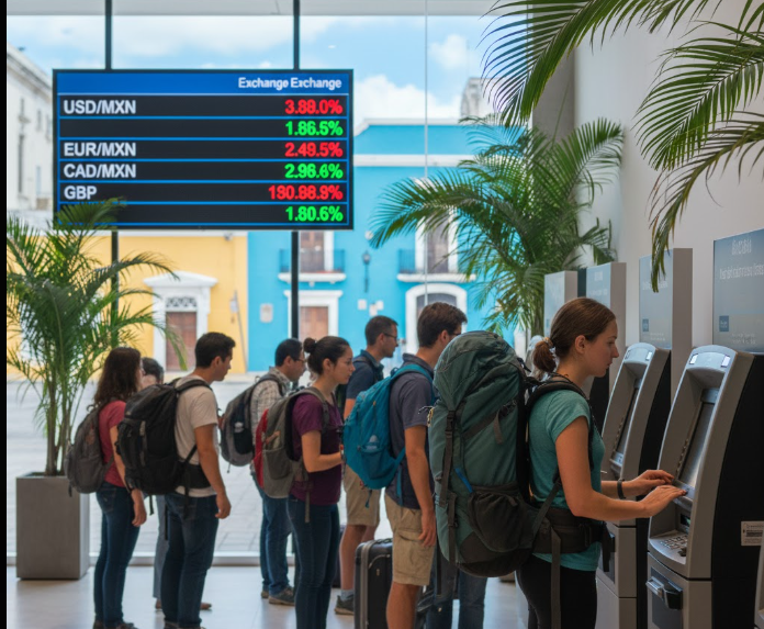 Cancun currency exchange ATM.