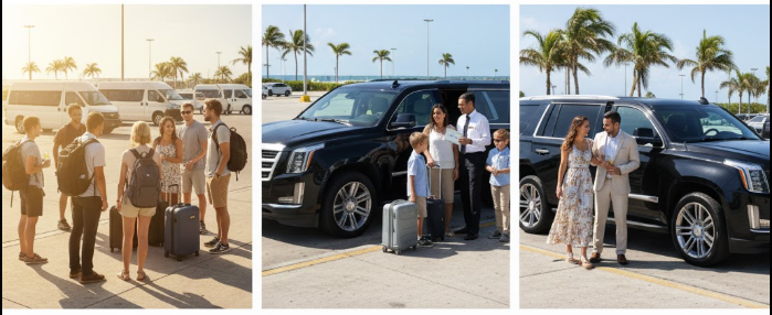 Three types of airport transfers.