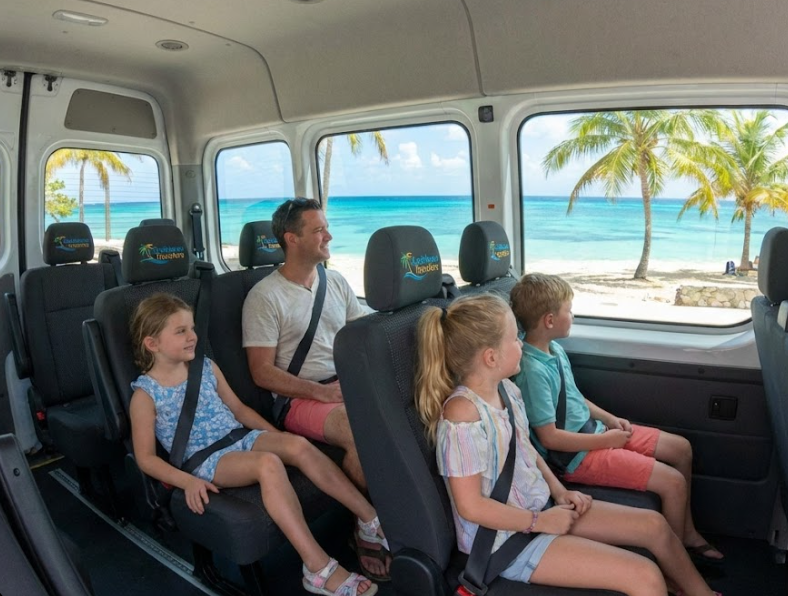 Private transfer driver greets couple.