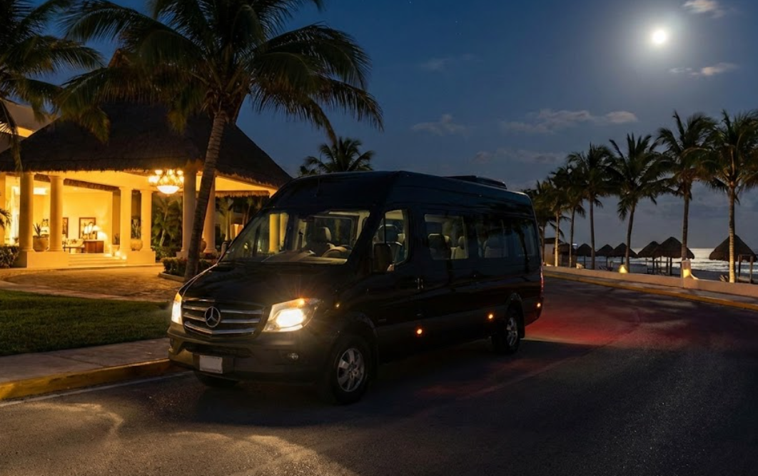 Luxury night transfer van resort.