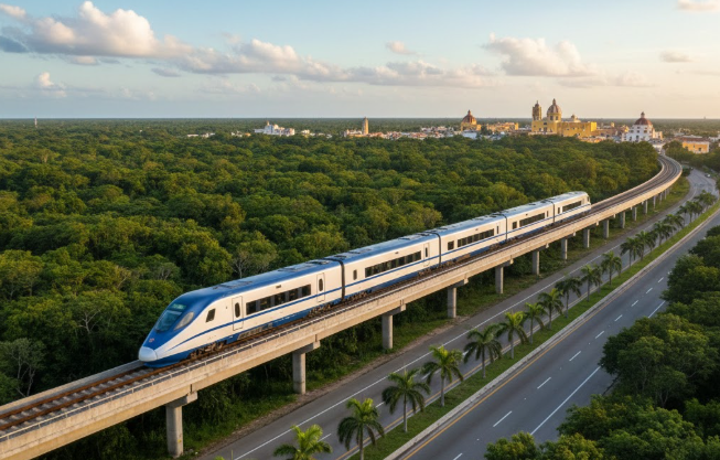 Tren moderno hacia Valladolid Yucatán
